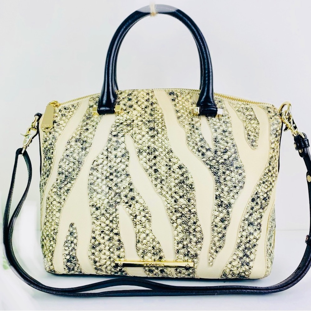 Brahmin Duxbury Satchel Creme Solymar Tan Brown-